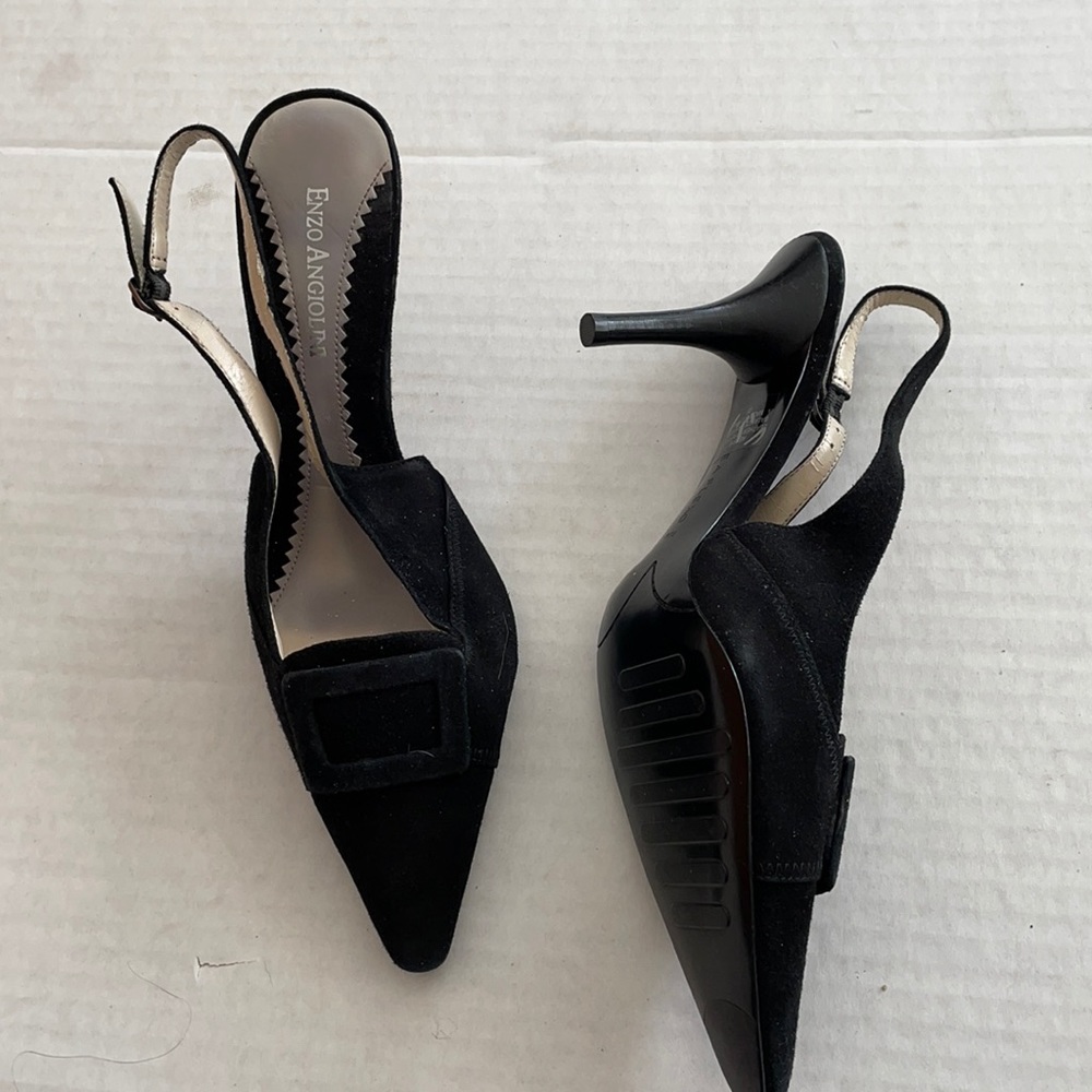 Enzo Angliolini black slide slip on shoe heel 7.5